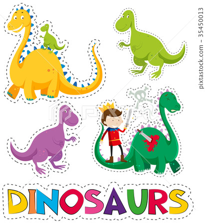 Dinosaurs and prince in sticker design 35450013
