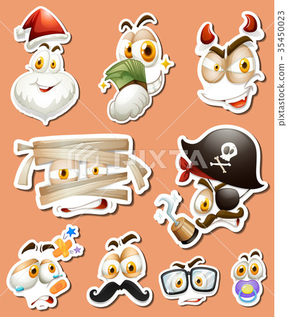 Sticker design with different characters Sticker design with different characters 35450023