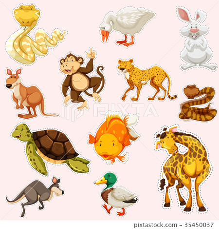 Sticker design for wild animals 35450037
