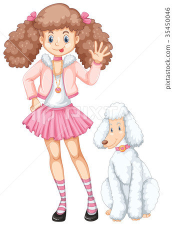 插图 cute teenage girl and poodle dog 首页 插图 人物 女性 女孩
