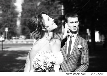 Wedding black and white photo poster Wedding black and white photo poster 35452205