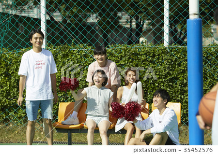 Young woman, young man, friend, cheering Young woman, young man, friend, cheering 35452576