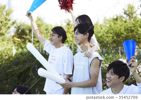 Young woman, young man, friend, cheering Young woman, young man, friend, cheering 35452709