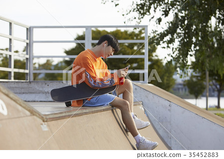 Young man, skateboarding 35452883