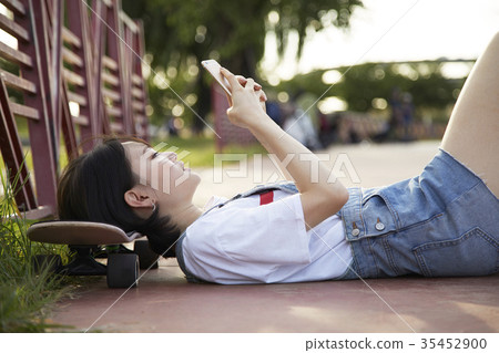 Young woman, sport, skateboarding Young woman, sport, skateboarding 35452900