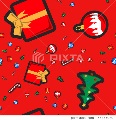 Christmas seamless pattern with holiday toys and Christmas seamless pattern with holiday toys and 35453070