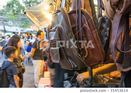 Leather bag sell in shop at Chatuchak market Leather bag sell in shop at Chatuchak market 35453614