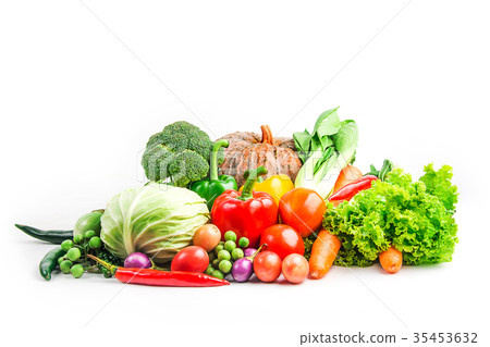 collection vegetables isolated white background collection vegetables isolated white background 35453632