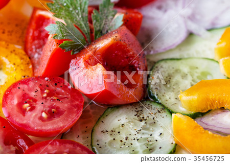 Fragment of fresh vegetable salad Fragment of fresh vegetable salad 35456725
