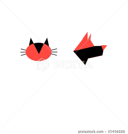 Bright icons of a portrait of a dog and a cat Bright icons of a portrait of a dog and a cat 35456888