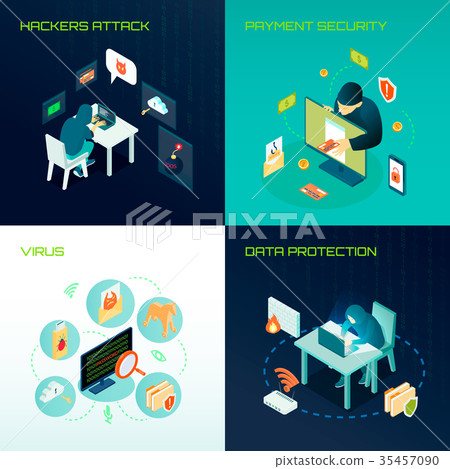 Hacker Isometric Design Concept 35457090