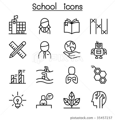 School , Learning icon set in thin line 35457237