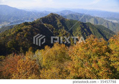 Mt. Takatori and Lake Miyagase in the late fall Mt. Takatori and Lake Miyagase in the late fall 35457798