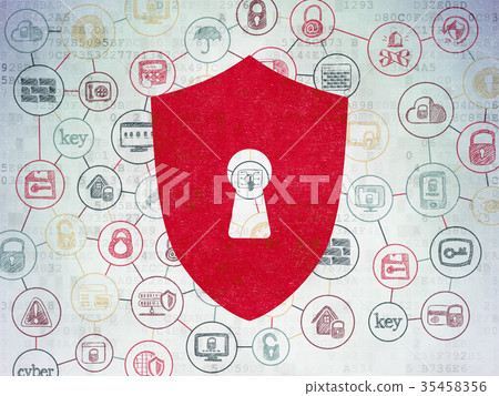 Safety concept: Shield With Keyhole on Digital Safety concept: Shield With Keyhole on Digital 35458356