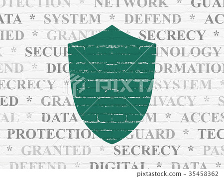 Security concept: Shield on wall background Security concept: Shield on wall background 35458362
