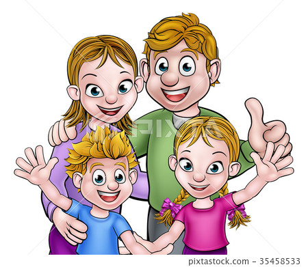 Family Cartoon Characters-插圖素材 [35458533] - PIXTA圖庫