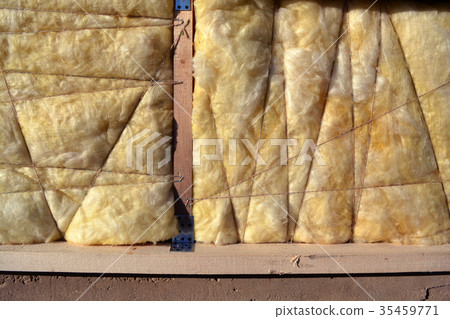 New wooden farm house wall with mineral wool New wooden farm house wall with mineral wool 35459771