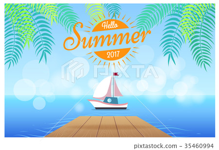 Hello Summer 2017 Card with Tropics on Background 35460994