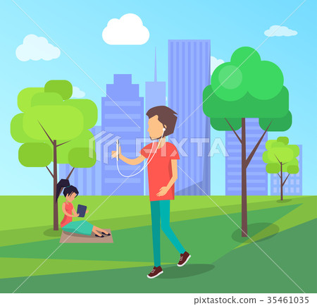 Work on Fresh Air Conceptual Vector Banner People Work on Fresh Air Conceptual Vector Banner People 35461035