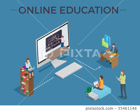 Online Education Process Template Vector Poster 35461148