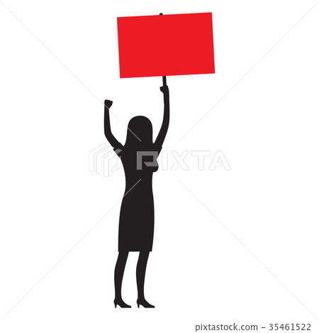 Woman Silhouette with Red Streamer Illustration Woman Silhouette with Red Streamer Illustration 35461522