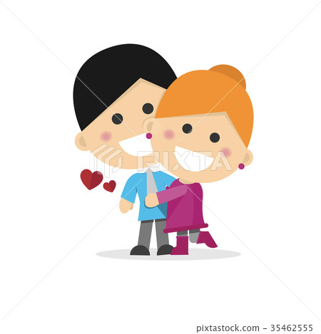 Cute couple in love on a white background - Stock Illustration ...