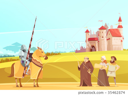 Medieval Life Scene Cartoon Poster  35462874
