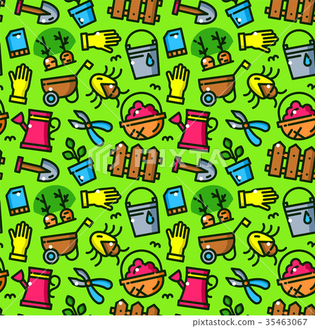 Garden seamless pattern vector illustration - Stock Illustration ...