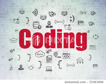 Programming concept: Coding on Digital Data Paper-插圖素材 [35463806] - PIXTA圖庫