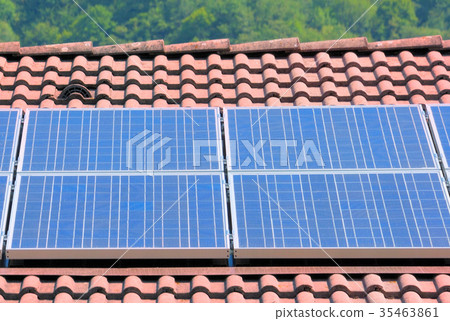 House with solar panels on roof House with solar panels on roof 35463861
