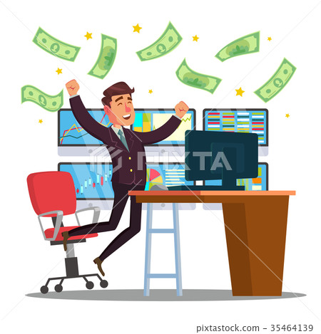 Professional Trader Vector. Online Working Trader Professional Trader Vector. Online Working Trader 35464139