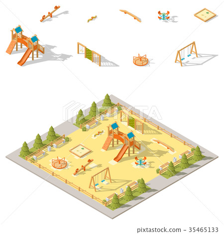Children playground isometric icon set Children playground isometric icon set 35465133