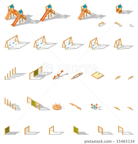 Equipment for children playground isometric set Equipment for children playground isometric set 35465134