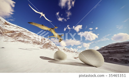Egg and pterodactyl 3d rendering Egg and pterodactyl 3d rendering 35465351