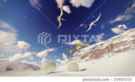 Egg and pterodactyl 3d rendering Egg and pterodactyl 3d rendering 35465353