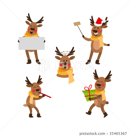 Cute cartoon Christmas reindeer character party 35465367