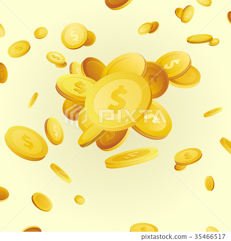 Realistic golden coins hanging money background Realistic golden coins hanging money background 35466517