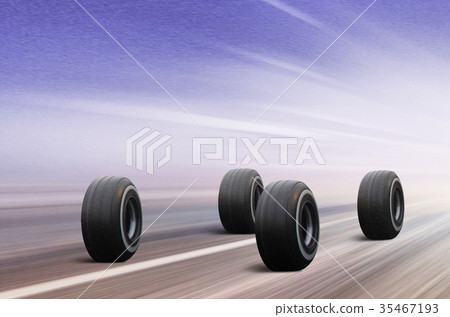 four tires on winter road four tires on winter road 35467193