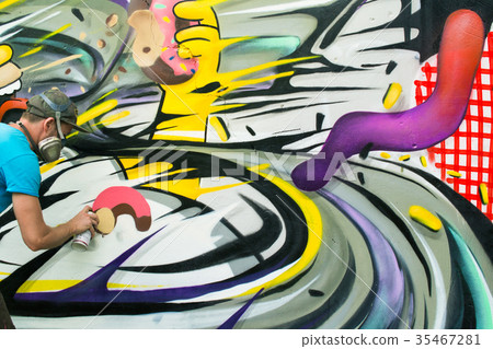 Graffiti on a fence. Graffiti on a fence. 35467281