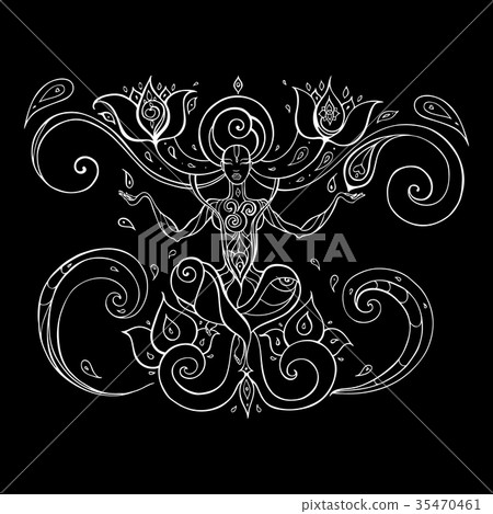 Meditation. Yoga Silhouette. 35470461