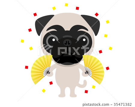 Dog with a fan - Stock Illustration [35471382] - PIXTA