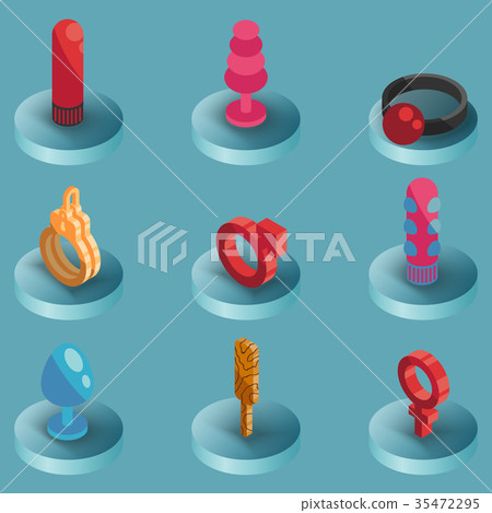 Sex shop color isometric icons Sex shop color isometric icons 35472295