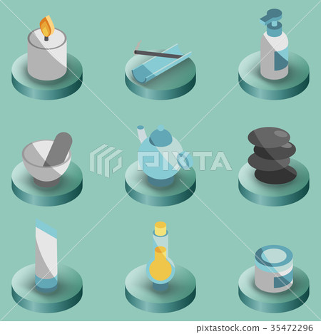 Spa color isometric icons Spa color isometric icons 35472296
