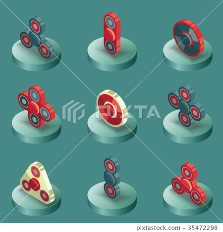 Spinners color isometric icons 35472298