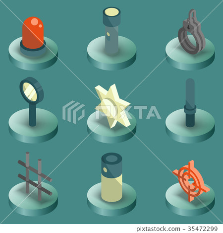 Police color isometric icons Police color isometric icons 35472299