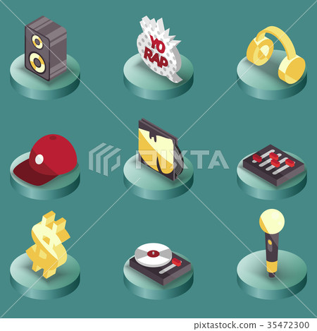 Rap color isometric icons Rap color isometric icons 35472300