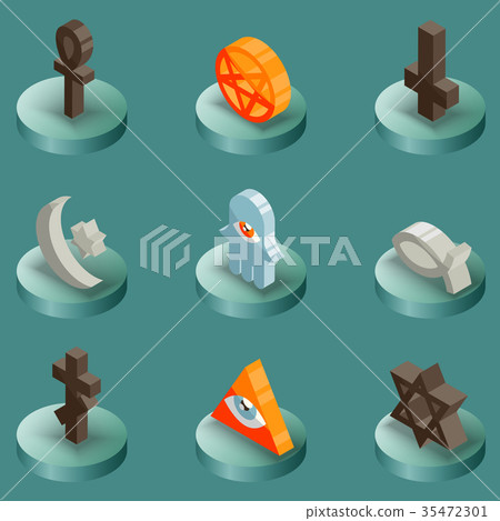 Religions color isometric icons 35472301