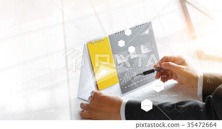 Hands planning srategy marketing with icon Hands planning srategy marketing with icon 35472664