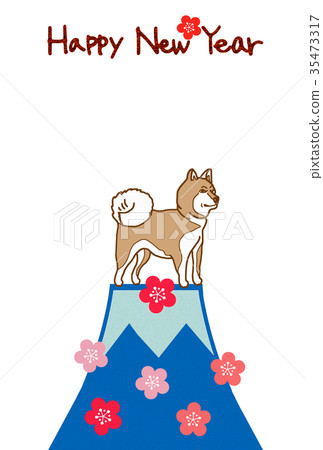 New Year's card Akita dog New Year's card Akita dog 35473317