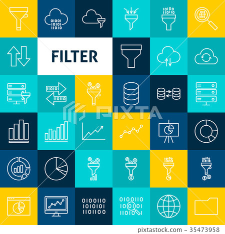 Vector Line Filter Icons-插圖素材 [35473958] - PIXTA圖庫
